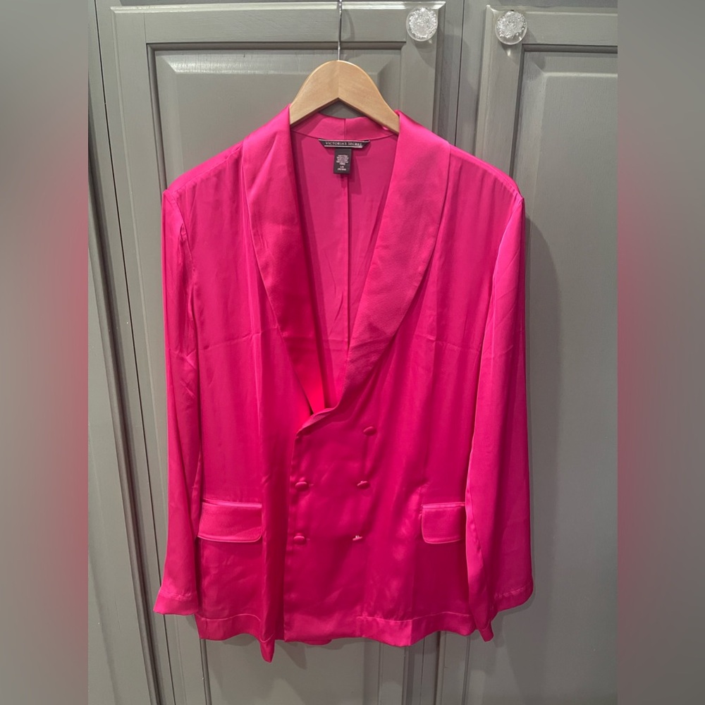 NWOT Victoria Secret HOT pink double breasted satin blazer